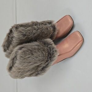 Timberland Iridescent Peach Leather Faux Fur Trim Wedge Winter Snow Boots